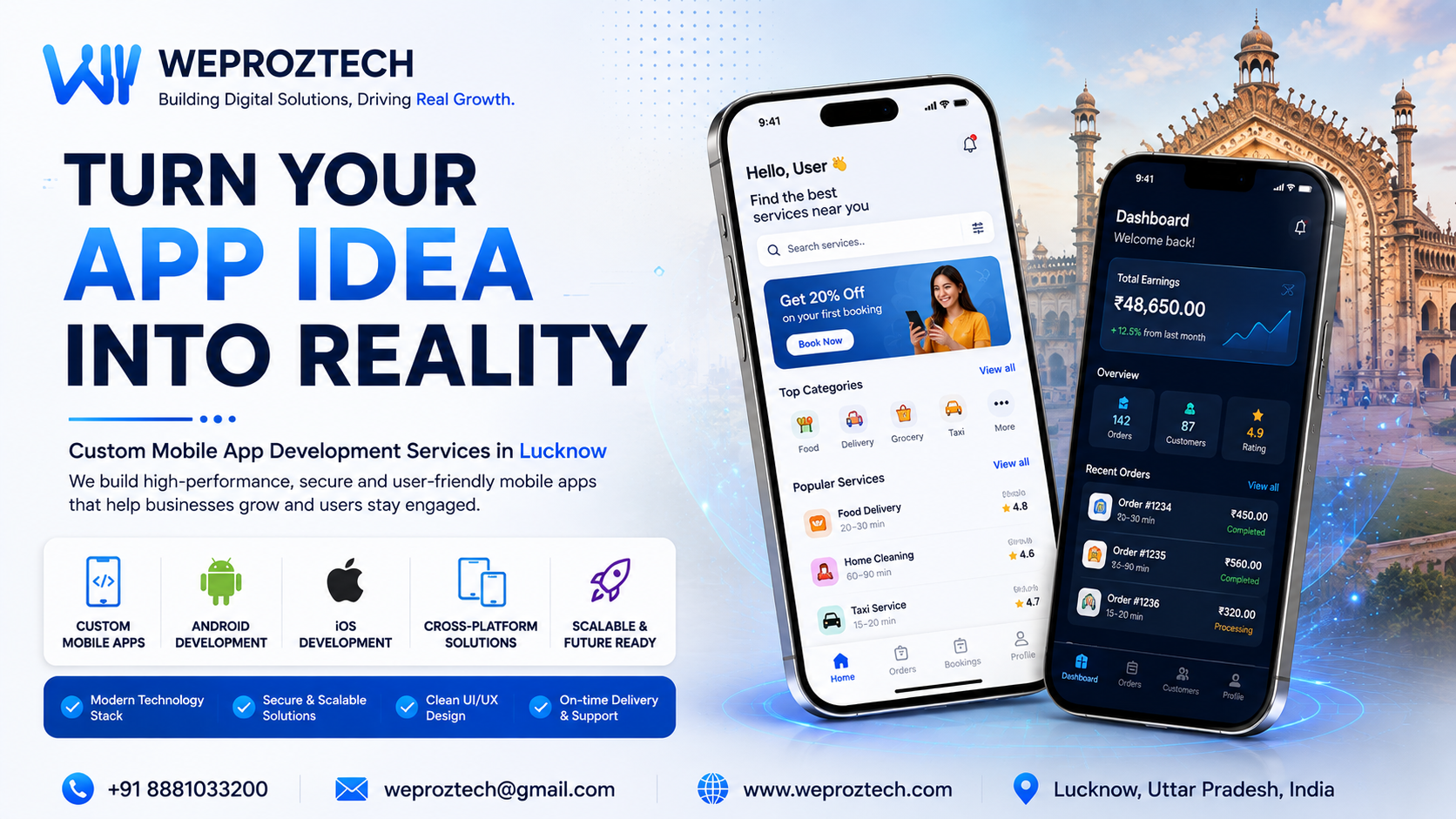 Professional mobile app development services in Lucknow for Android and iOS