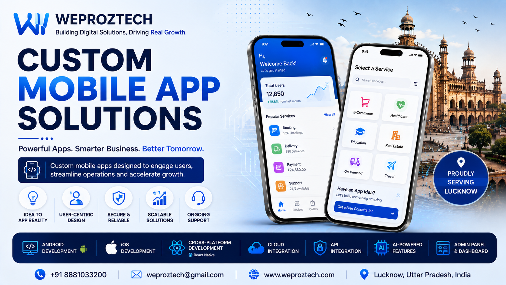 Custom mobile app development company in Lucknow for startups and businesses