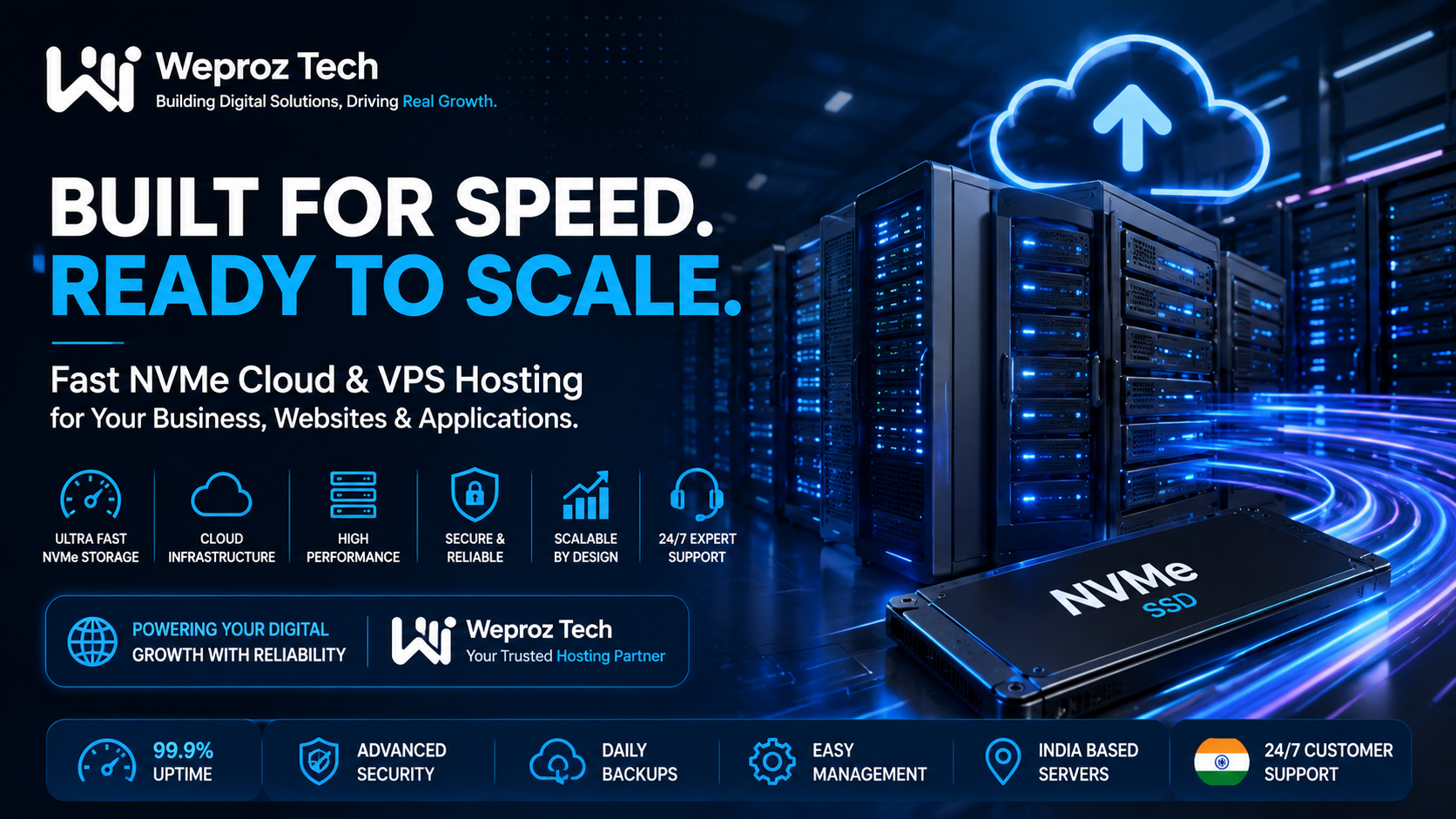 Fast NVMe web hosting infrastructure for business websites and applications