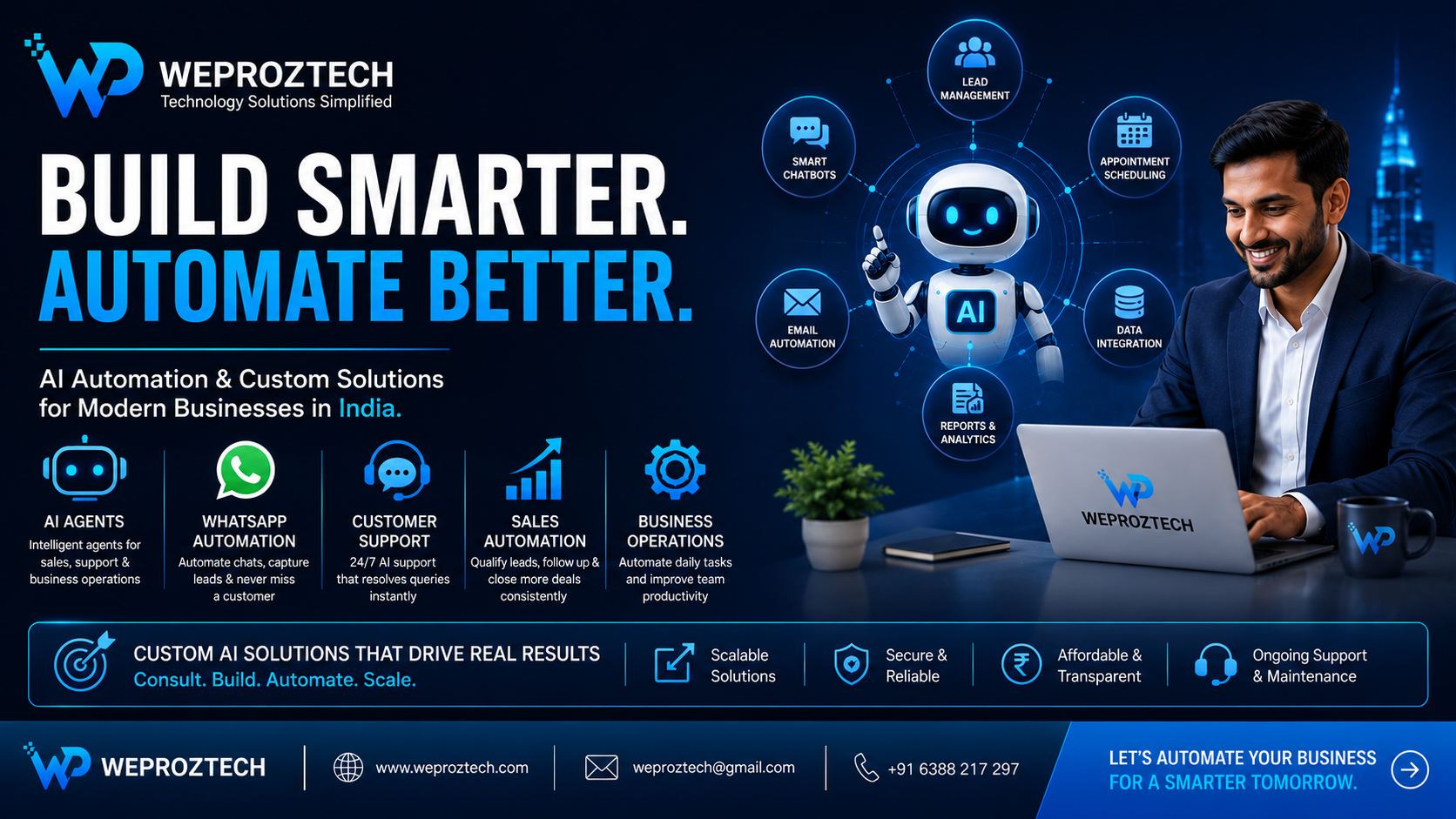 WEPROZTECH AI automation and custom AI agent solutions for businesses in India