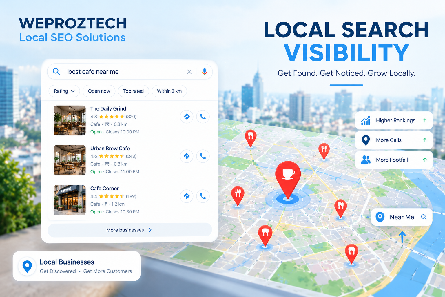 Local search visibility for businesses